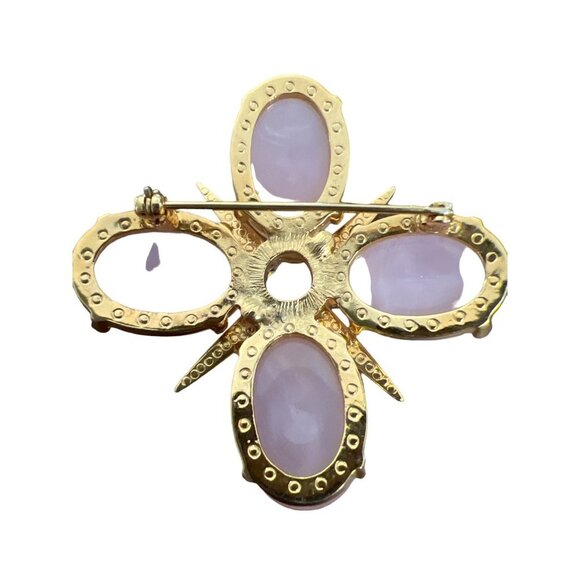 Pink Prong-set Glass Cabochon Stone Rhinestone Vintage Star Brooch Barbiecore Pi - Picture 3 of 11